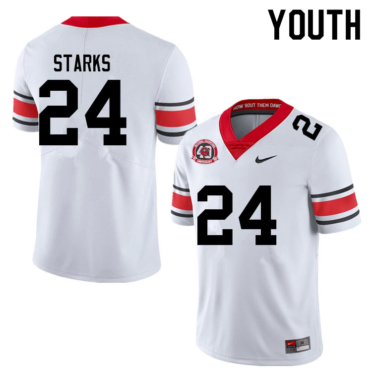 Georgia Bulldogs Youth Malaki Starks #24 White 1980 National Champions 40th Anniversary Stitched College UGA Football Jersey 23MR015VS